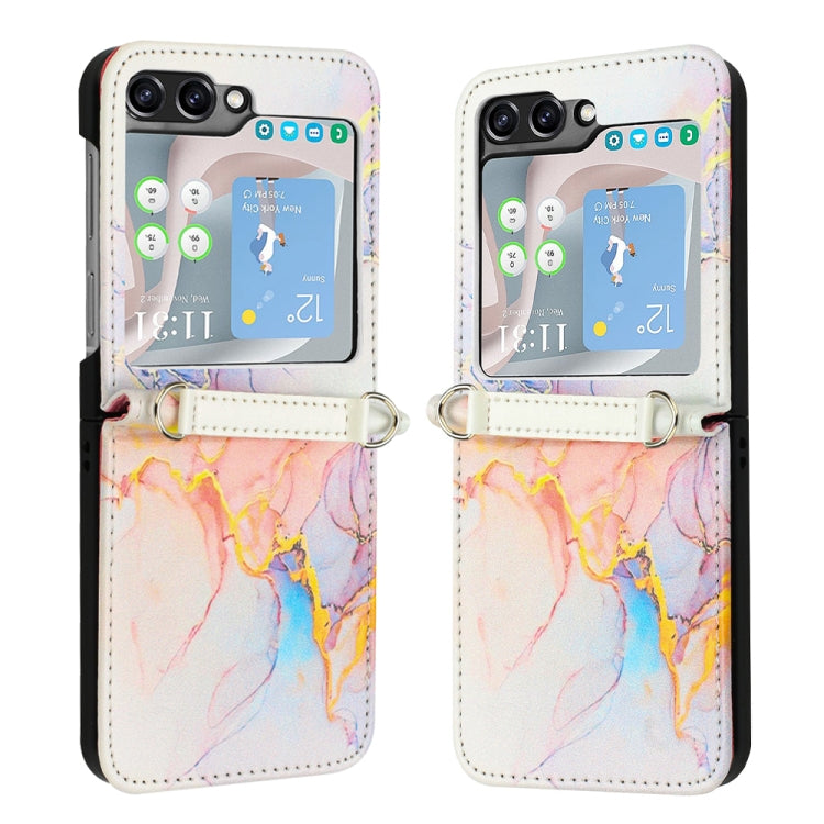 For Samsung Galaxy Z Flip5 PT003 Marble Pattern Flip Leather Phone Case