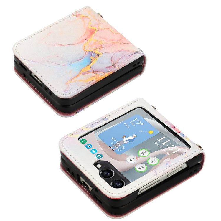 For Samsung Galaxy Z Flip5 PT003 Marble Pattern Flip Leather Phone Case
