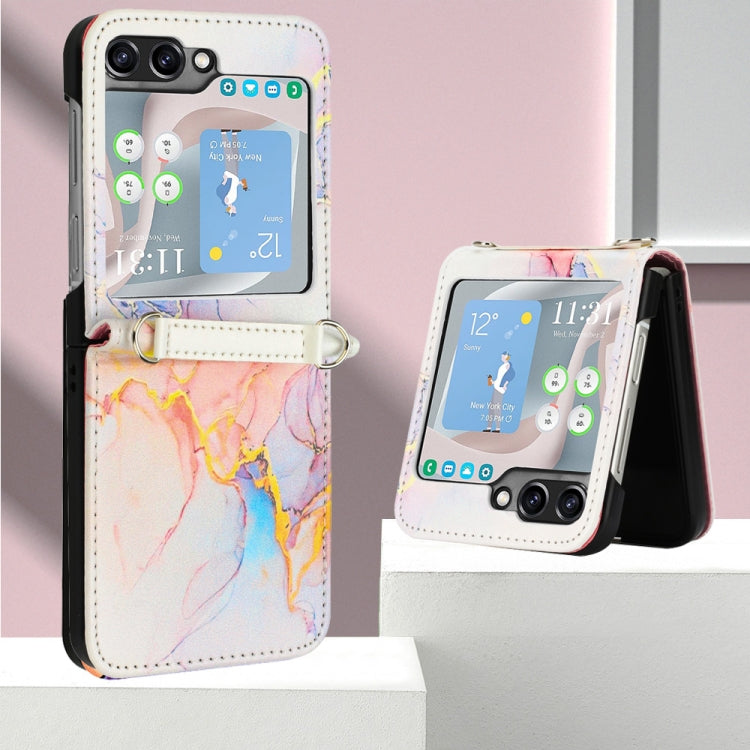 For Samsung Galaxy Z Flip5 PT003 Marble Pattern Flip Leather Phone Case