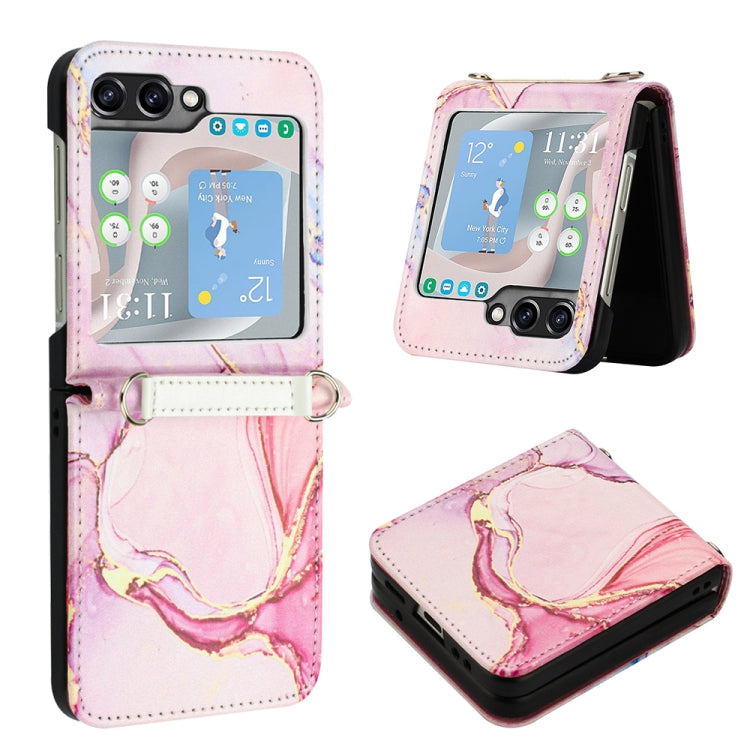 For Samsung Galaxy Z Flip5 PT003 Marble Pattern Flip Leather Phone Case