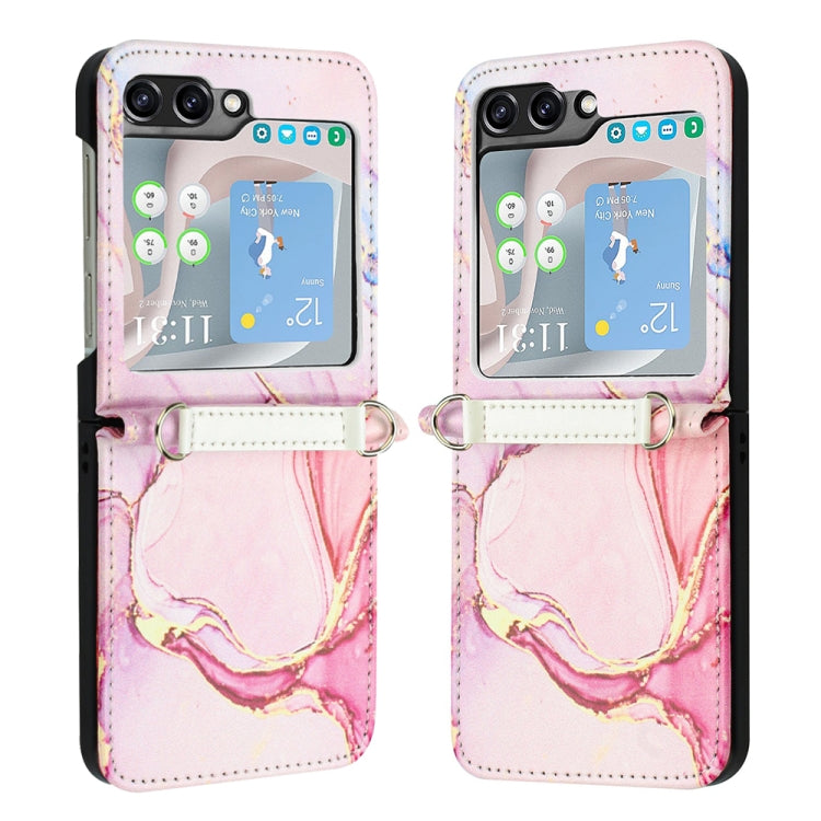 For Samsung Galaxy Z Flip5 PT003 Marble Pattern Flip Leather Phone Case