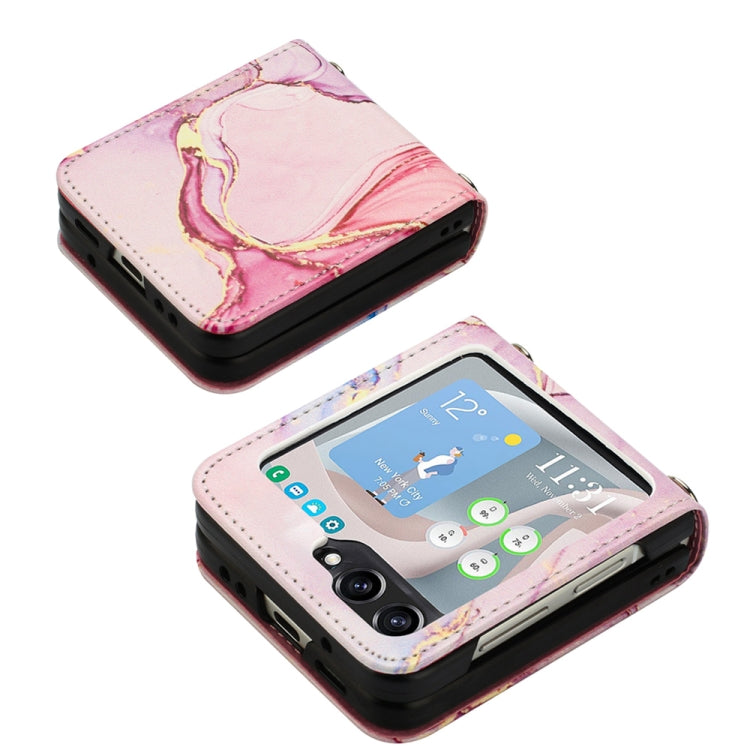For Samsung Galaxy Z Flip5 PT003 Marble Pattern Flip Leather Phone Case