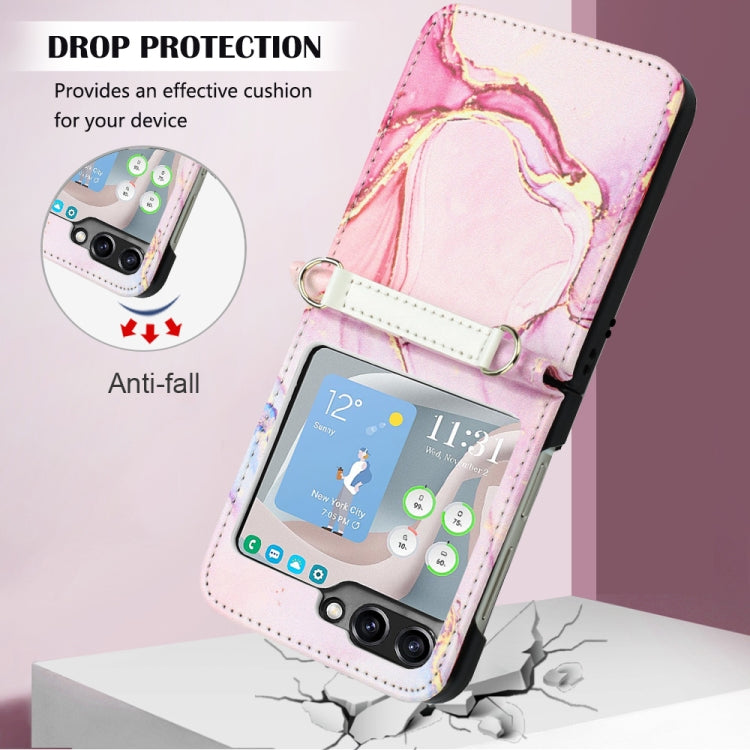 For Samsung Galaxy Z Flip5 PT003 Marble Pattern Flip Leather Phone Case