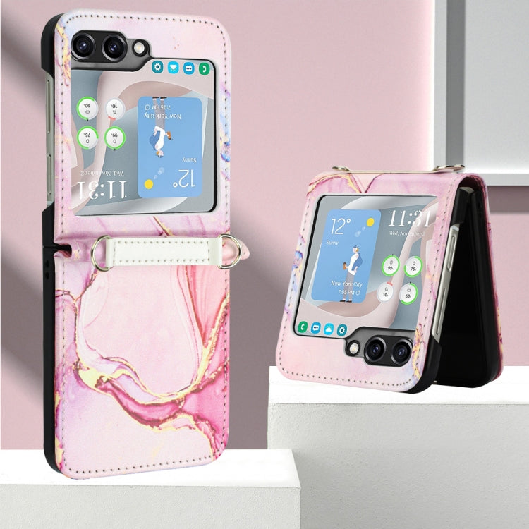 For Samsung Galaxy Z Flip5 PT003 Marble Pattern Flip Leather Phone Case
