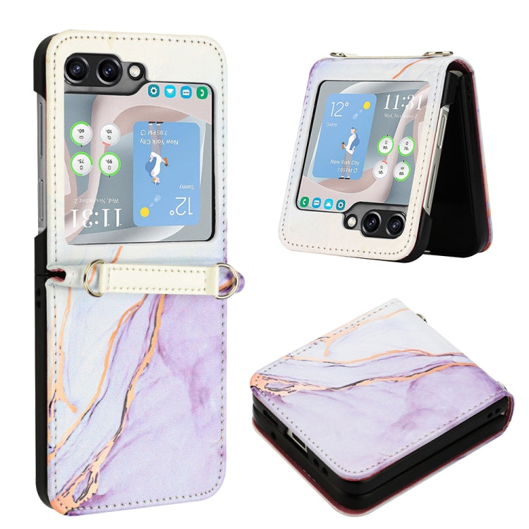For Samsung Galaxy Z Flip5 PT003 Marble Pattern Flip Leather Phone Case