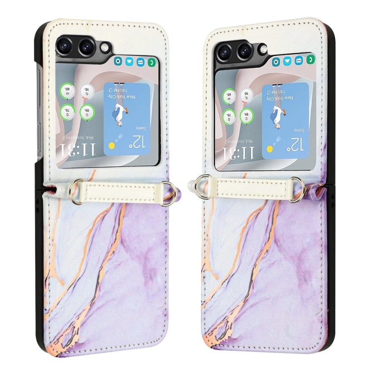 For Samsung Galaxy Z Flip5 PT003 Marble Pattern Flip Leather Phone Case