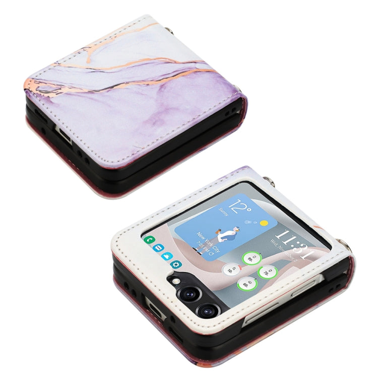 For Samsung Galaxy Z Flip5 PT003 Marble Pattern Flip Leather Phone Case