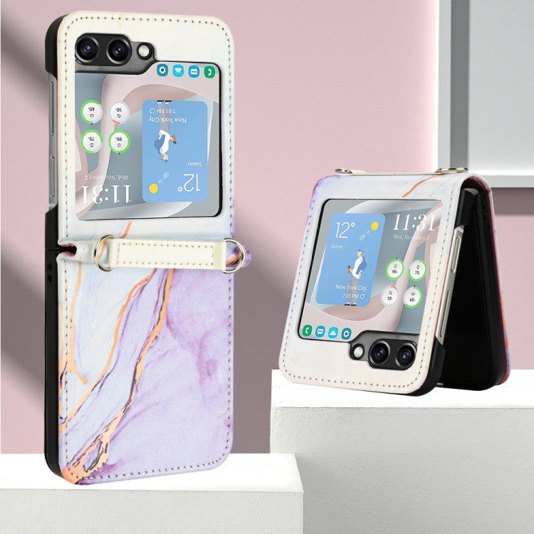 For Samsung Galaxy Z Flip5 PT003 Marble Pattern Flip Leather Phone Case