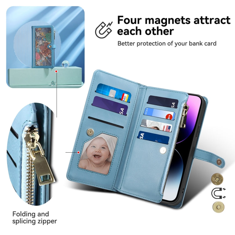 For iPhone 16 Pro Max ESEBLE Star Series Lanyard Zipper Wallet RFID Leather Case