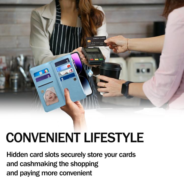For iPhone 17e / 16e ESEBLE Star Series Lanyard Zipper Wallet RFID Leather Case