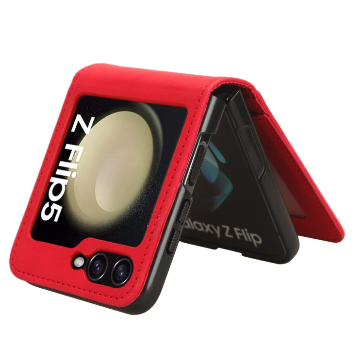For Samsung Galaxy Z Flip5 5G Skin-feeling Half-split External Card Slot Folding Phone Case