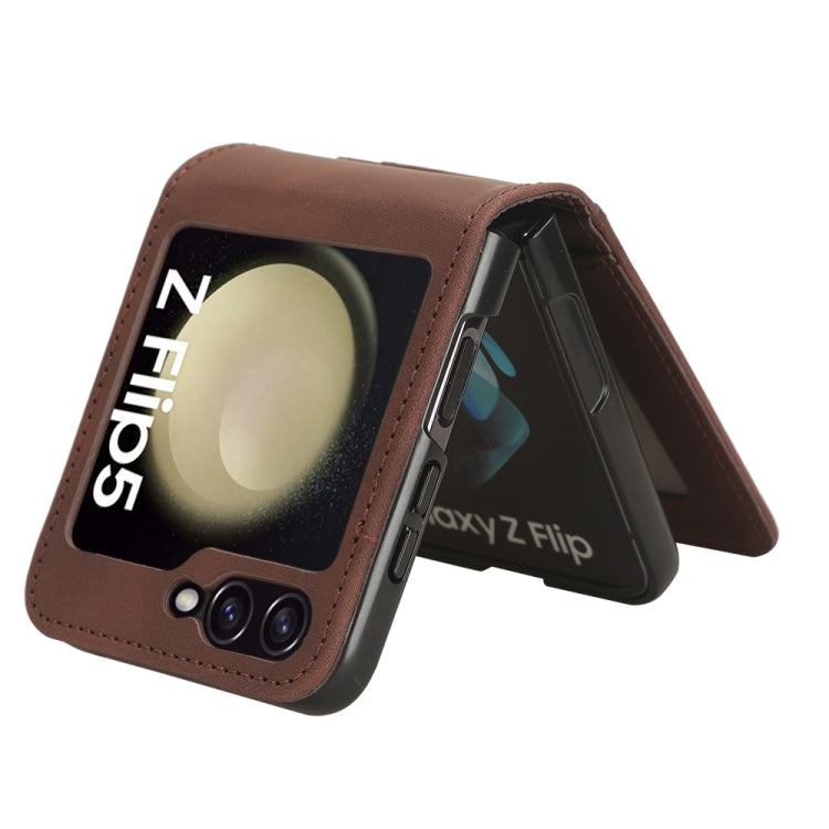 For Samsung Galaxy Z Flip5 5G Skin-feeling Half-split External Card Slot Folding Phone Case