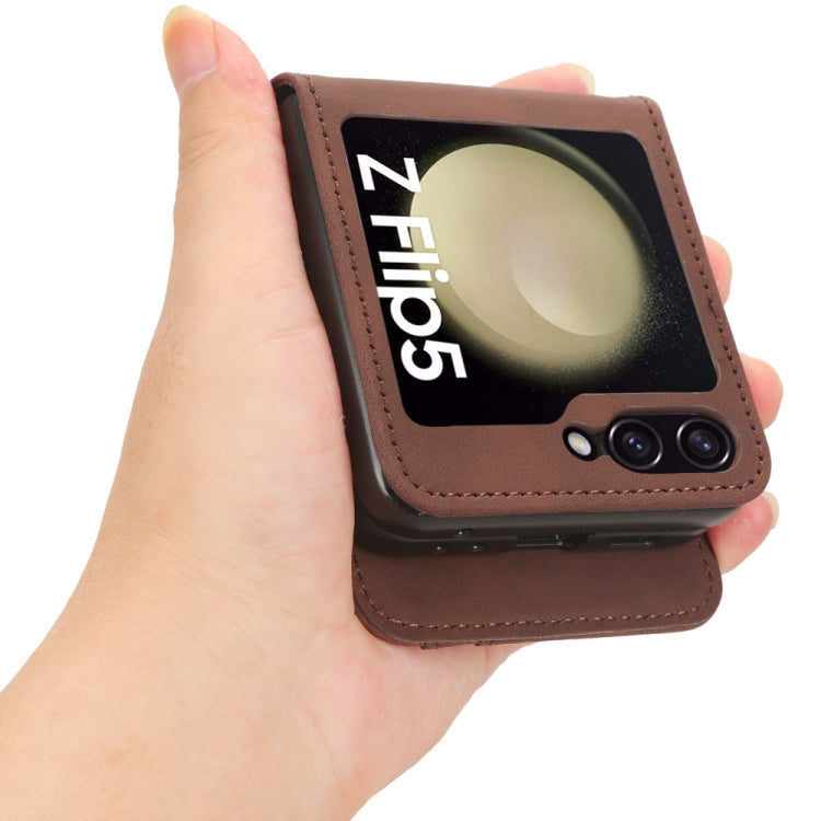 For Samsung Galaxy Z Flip5 5G Skin-feeling Half-split External Card Slot Folding Phone Case