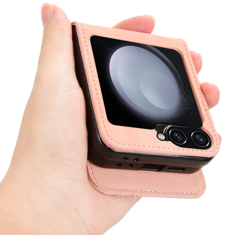 For Samsung Galaxy Z Flip7 FE / Z Flip6 Skin-feeling Half-split External Card Slot Folding Phone Case