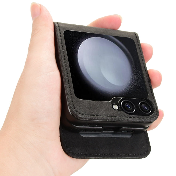 For Samsung Galaxy Z Flip7 FE / Z Flip6 Skin-feeling Half-split External Card Slot Folding Phone Case