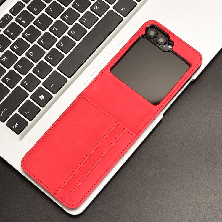 For Samsung Galaxy Z Flip7 FE / Z Flip6 Skin-feeling Half-split External Card Slot Folding Phone Case