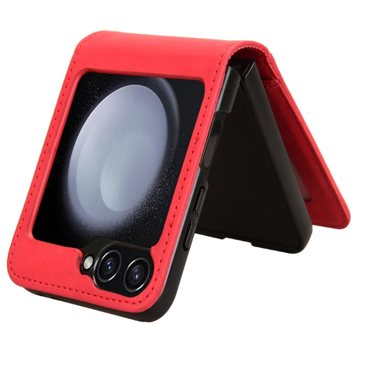 For Samsung Galaxy Z Flip7 FE / Z Flip6 Skin-feeling Half-split External Card Slot Folding Phone Case