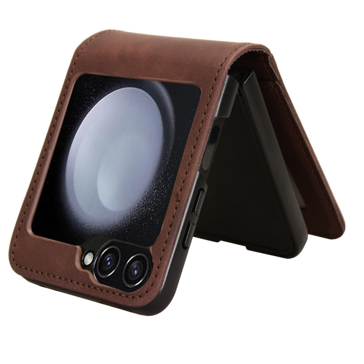 For Samsung Galaxy Z Flip7 FE / Z Flip6 Skin-feeling Half-split External Card Slot Folding Phone Case