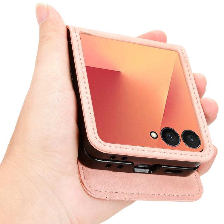 For Samsung Galaxy Z Flip7 5G Skin-feeling Half-split External Card Slot Folding Phone Case