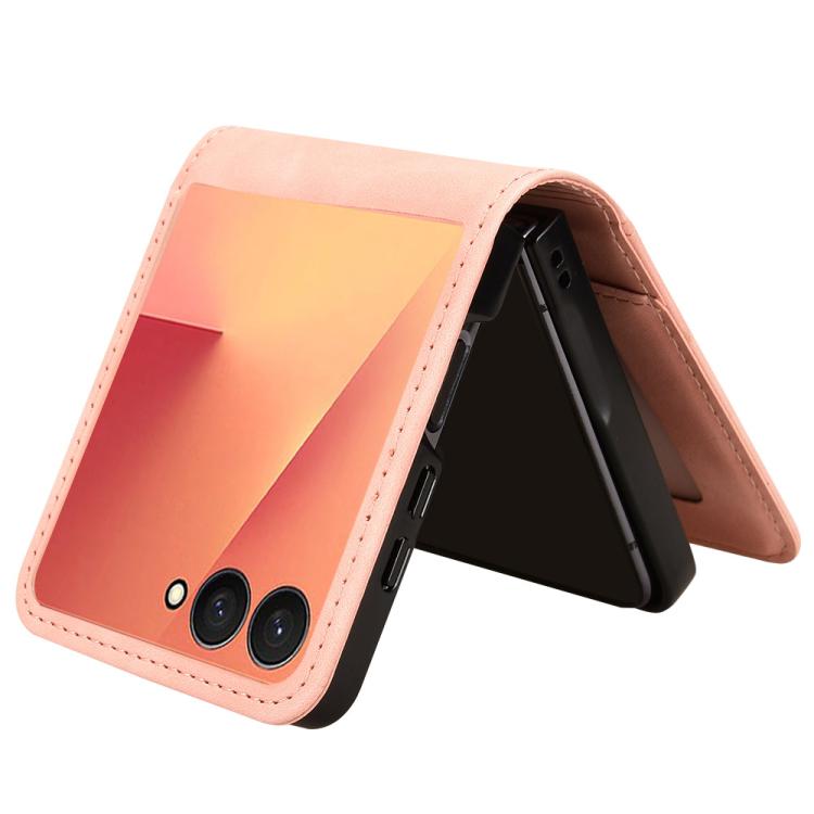 For Samsung Galaxy Z Flip7 5G Skin-feeling Half-split External Card Slot Folding Phone Case