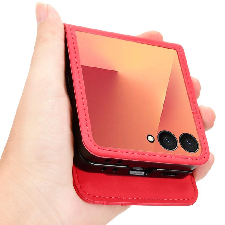 For Samsung Galaxy Z Flip7 5G Skin-feeling Half-split External Card Slot Folding Phone Case