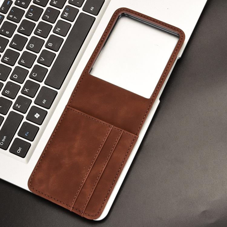 For Samsung Galaxy Z Flip7 5G Skin-feeling Half-split External Card Slot Folding Phone Case