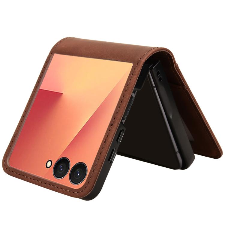 For Samsung Galaxy Z Flip7 5G Skin-feeling Half-split External Card Slot Folding Phone Case