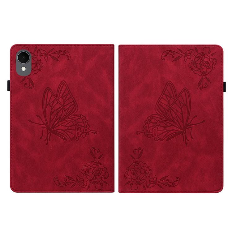 For Samsung Galaxy Tab S11 Butterfly Flower Embossed Leather Tablet Case