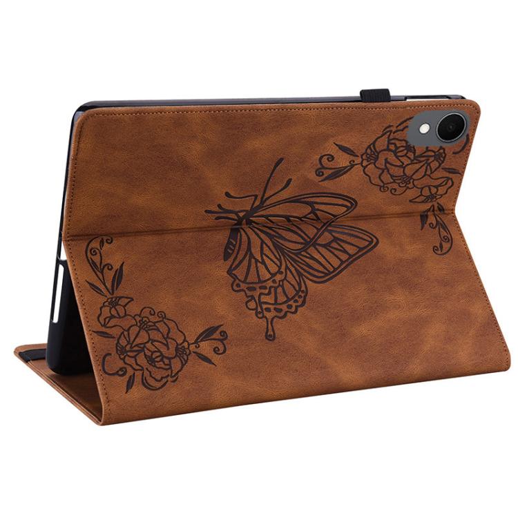 For Samsung Galaxy Tab S11 Butterfly Flower Embossed Leather Tablet Case