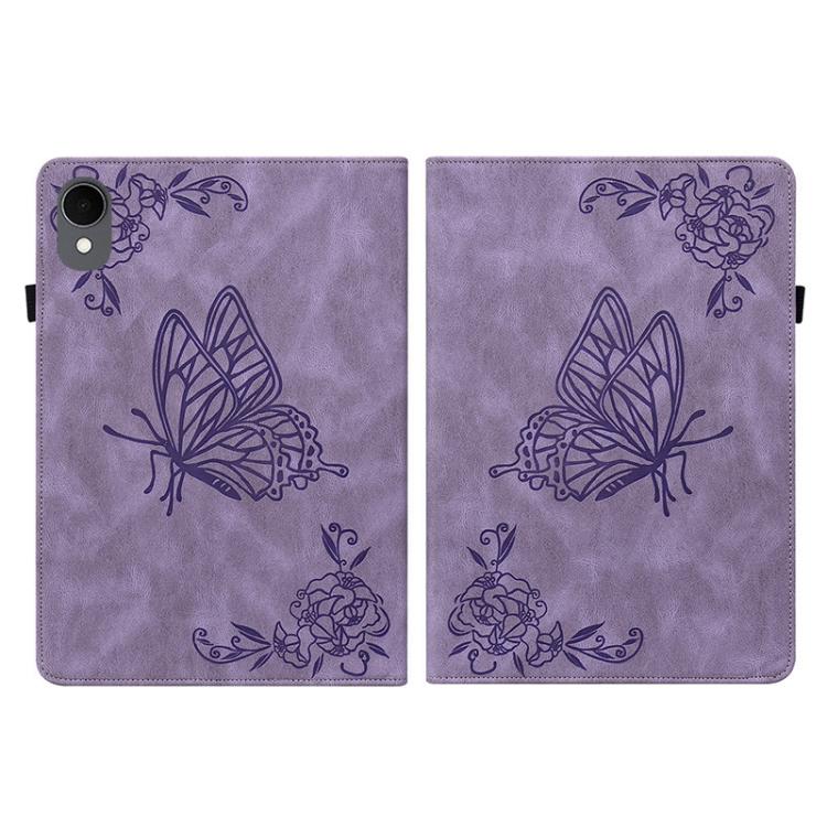 For Samsung Galaxy Tab S11 Butterfly Flower Embossed Leather Tablet Case