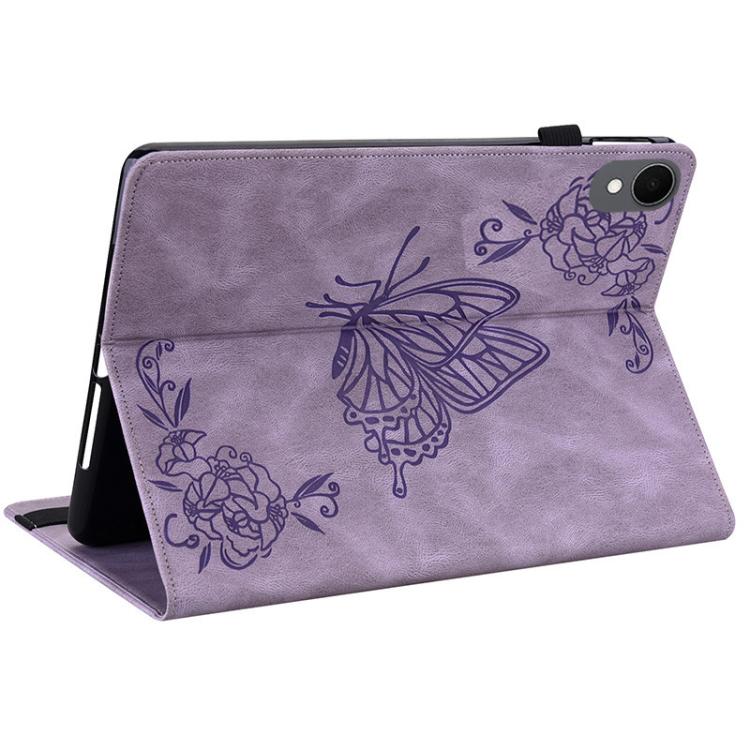 For Samsung Galaxy Tab S11 Butterfly Flower Embossed Leather Tablet Case