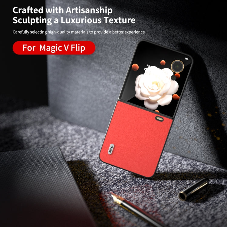 For Honor Magic V Flip ABEEL Genuine Leather Luolai Series Phone Case