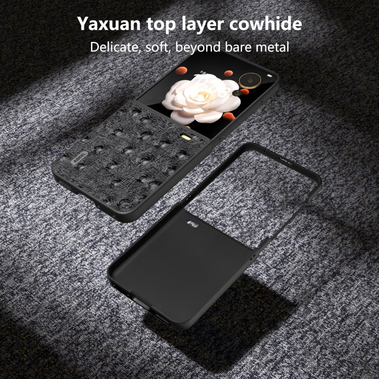 For Honor Magic V Flip ABEEL Genuine Leather Ostrich Texture Phone Case