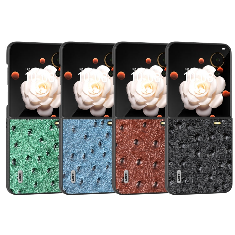 For Honor Magic V Flip ABEEL Genuine Leather Ostrich Texture Phone Case