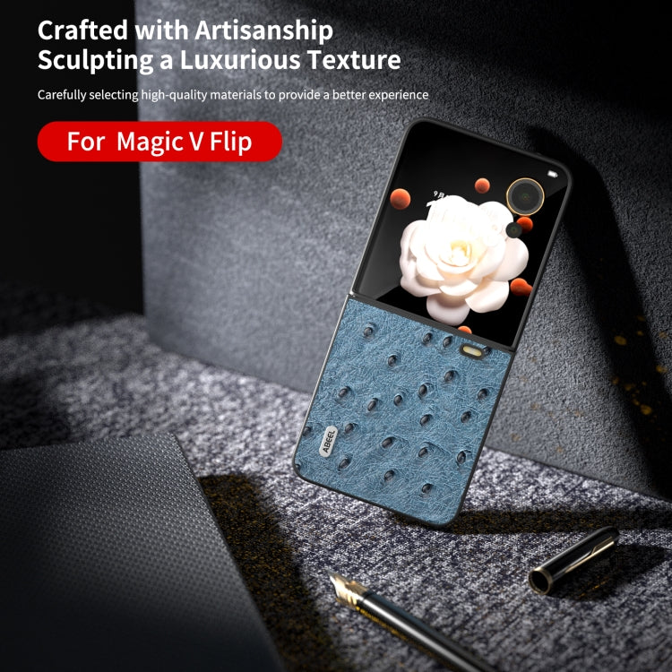 For Honor Magic V Flip ABEEL Genuine Leather Ostrich Texture Phone Case