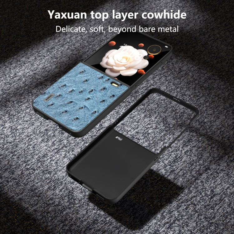 For Honor Magic V Flip ABEEL Genuine Leather Ostrich Texture Phone Case