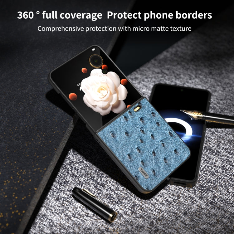 For Honor Magic V Flip ABEEL Genuine Leather Ostrich Texture Phone Case