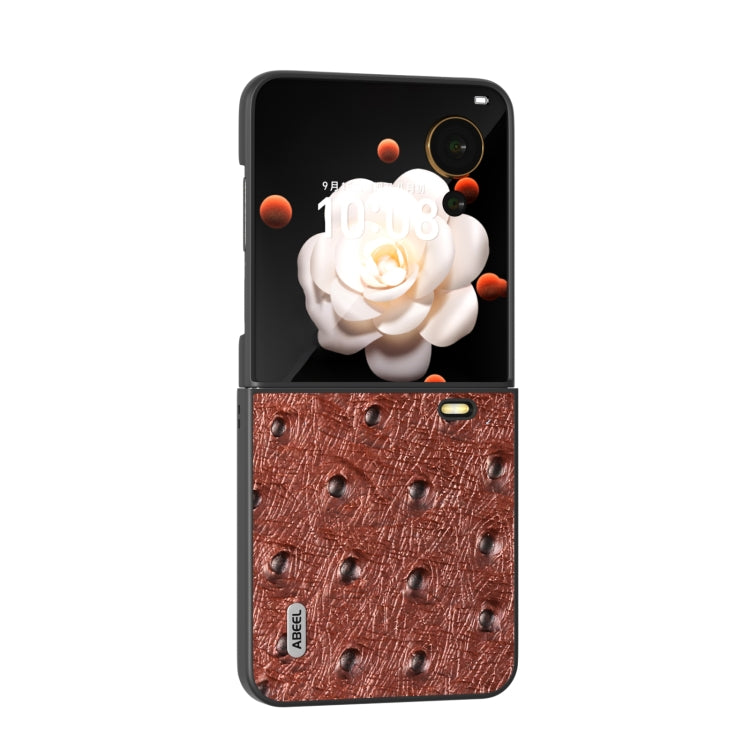 For Honor Magic V Flip ABEEL Genuine Leather Ostrich Texture Phone Case