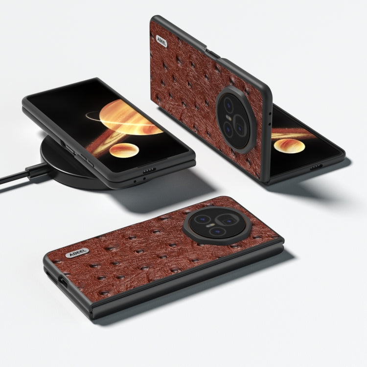 For Honor Magic V3 ABEEL Genuine Leather Ostrich Texture Phone Case