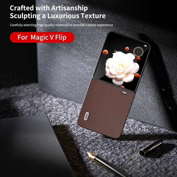 For Honor Magic V Flip ABEEL Genuine Leather Xiaoya Series Phone Case