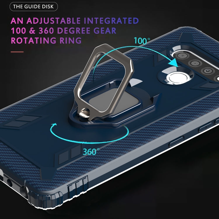 For LG Stylo 6 Carbon Fiber Protective Case with 360 Degree Rotating Ring Holder
