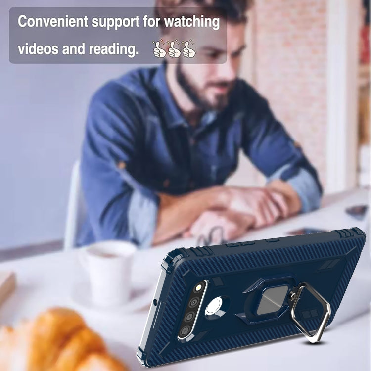 For LG Stylo 6 Carbon Fiber Protective Case with 360 Degree Rotating Ring Holder