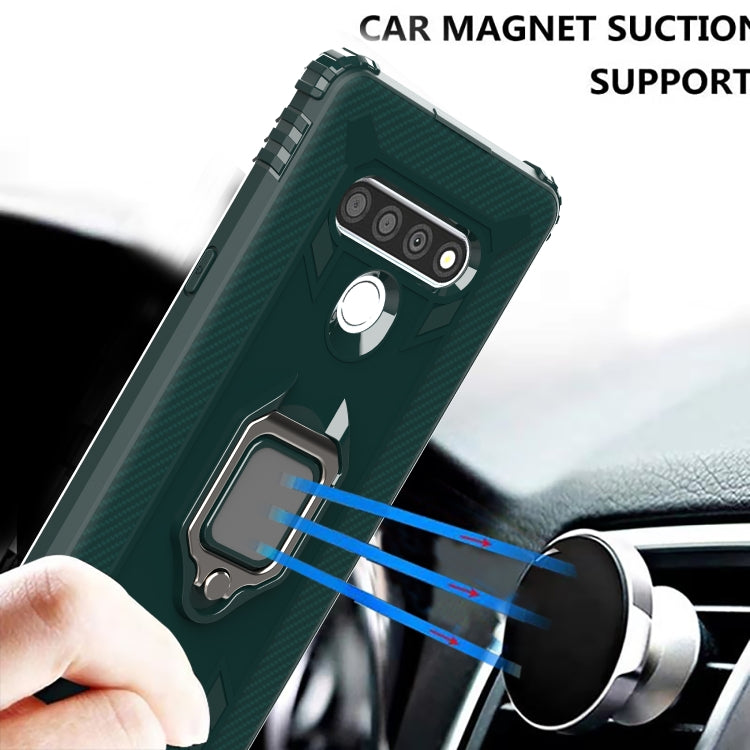For LG Stylo 6 Carbon Fiber Protective Case with 360 Degree Rotating Ring Holder