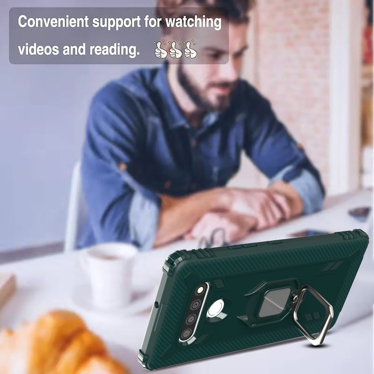 For LG Stylo 6 Carbon Fiber Protective Case with 360 Degree Rotating Ring Holder