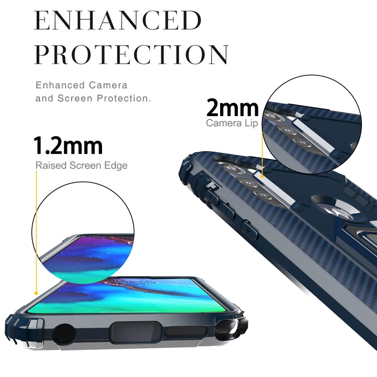For Motorola Moto G Stylus Carbon Fiber Protective Case with 360 Degree Rotating Ring Holder