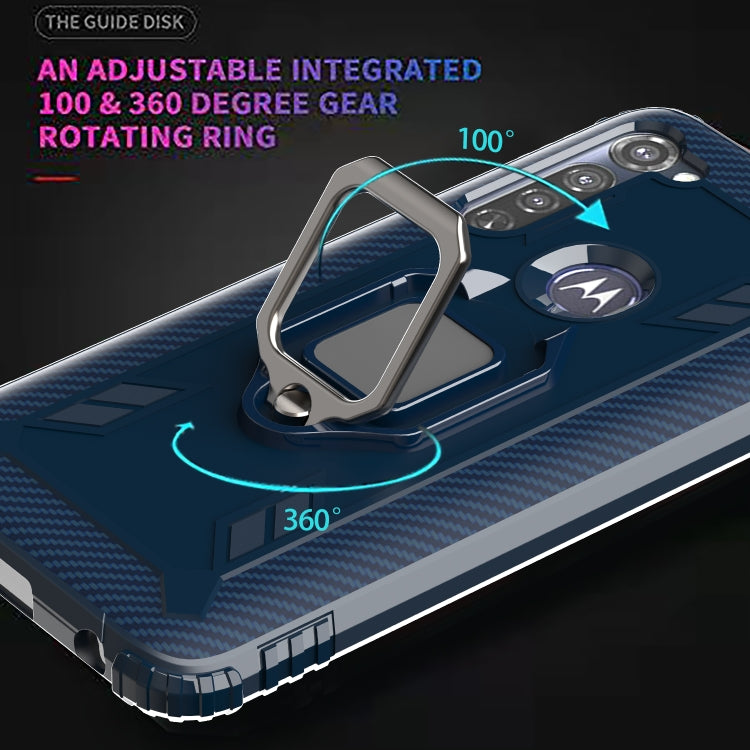 For Motorola Moto G Stylus Carbon Fiber Protective Case with 360 Degree Rotating Ring Holder