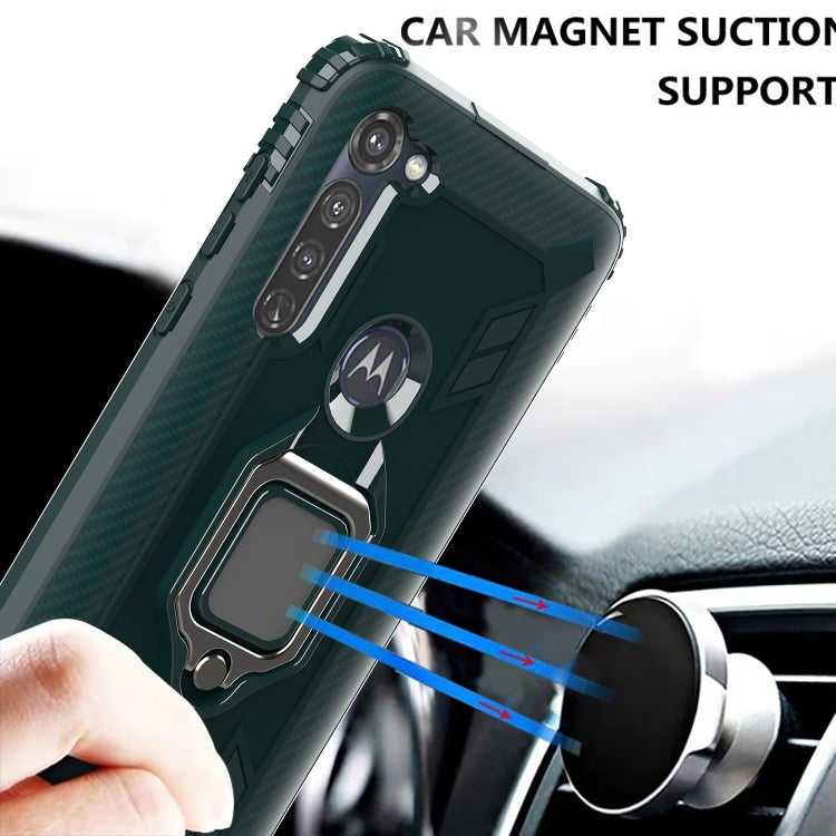 For Motorola Moto G Stylus Carbon Fiber Protective Case with 360 Degree Rotating Ring Holder