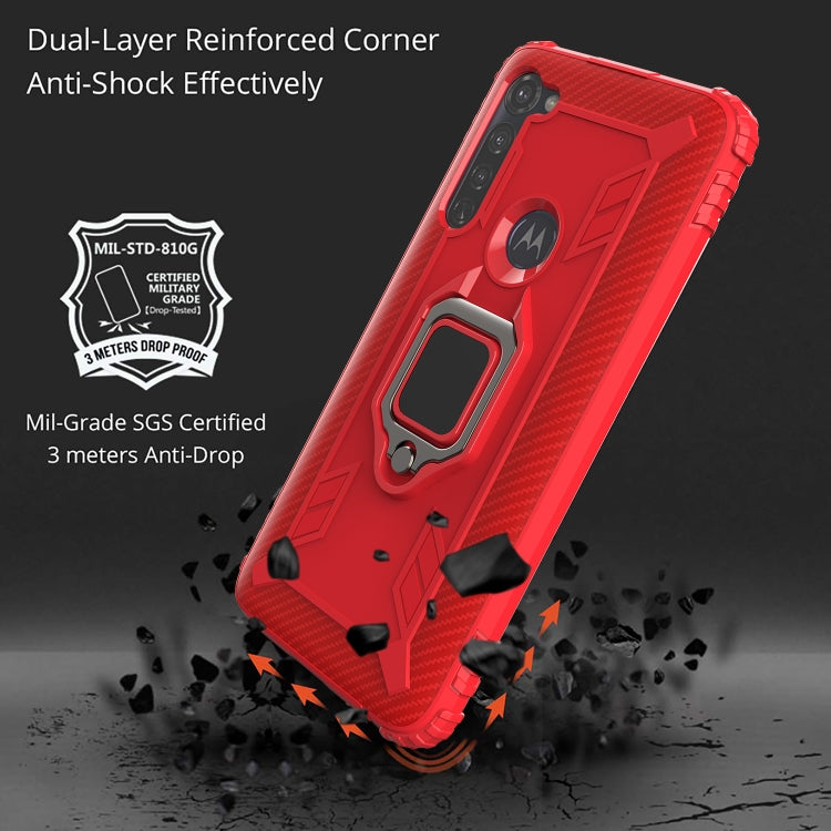 For Motorola Moto G Stylus Carbon Fiber Protective Case with 360 Degree Rotating Ring Holder