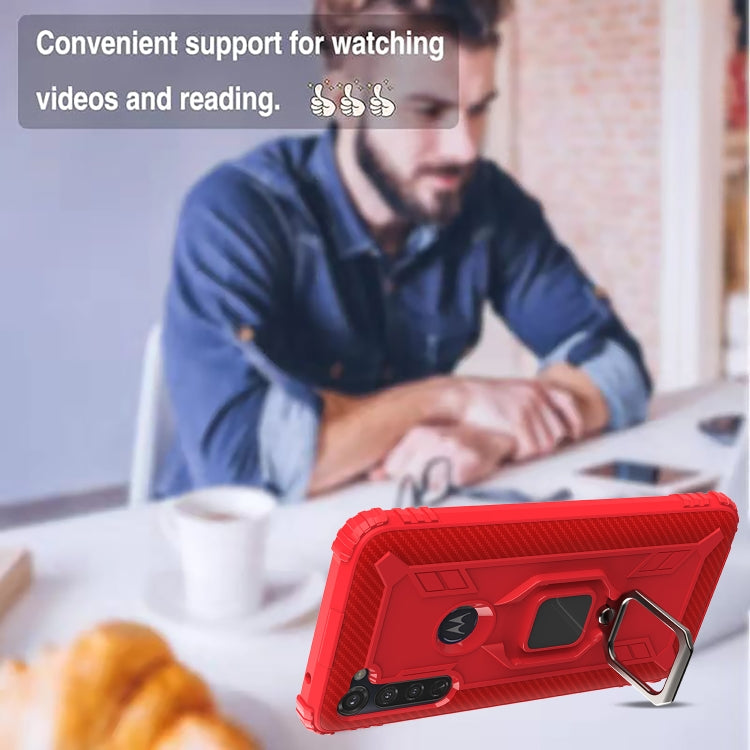 For Motorola Moto G Stylus Carbon Fiber Protective Case with 360 Degree Rotating Ring Holder