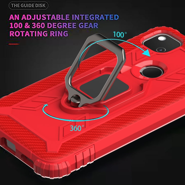 For Google Pixel 4a Carbon Fiber Protective Case with 360 Degree Rotating Ring Holder